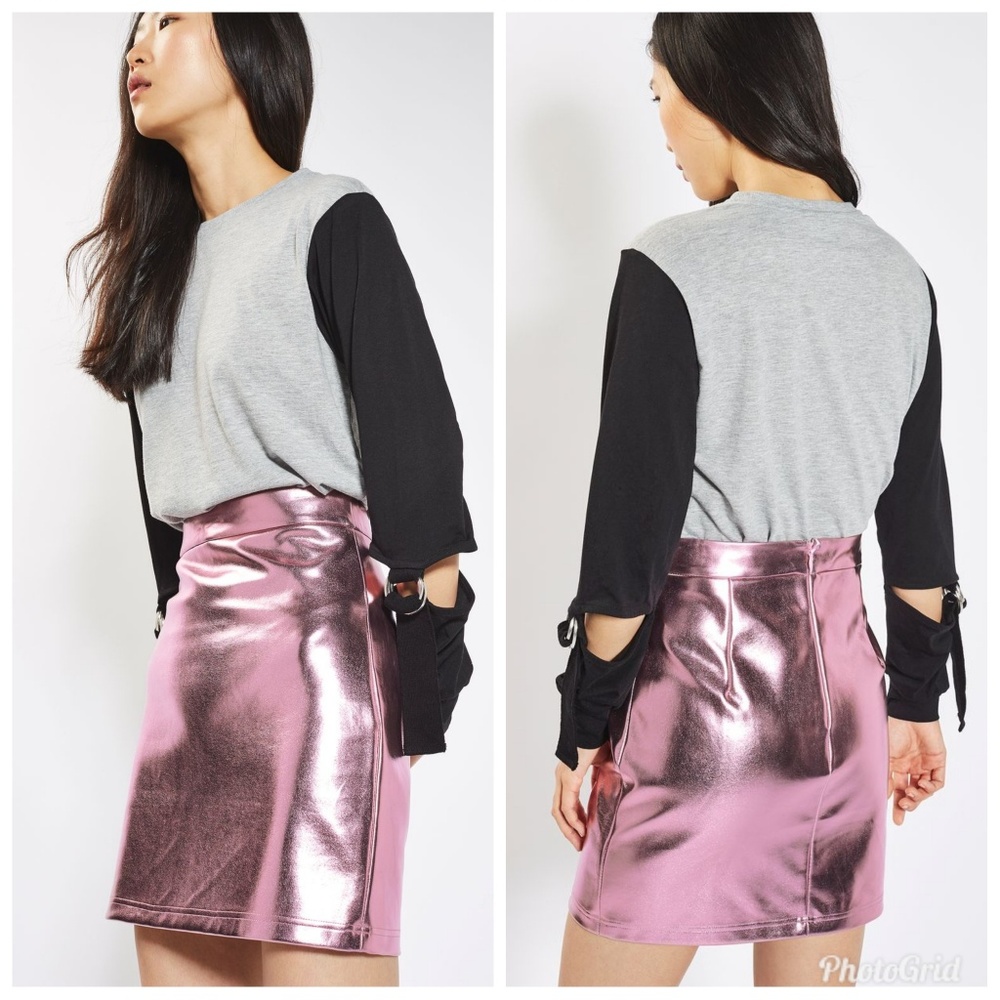 TOPSHOP Short Pencil PU Skirt